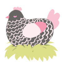 A grey and rose chicken with a lace pattern
