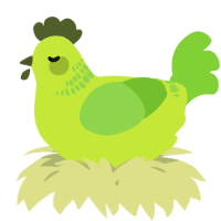 A lime and grass chicken with a neck-band pattern