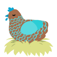 Icy Rock, a brown and aqua chicken with a lace pattern