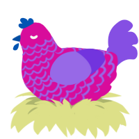 A fuchsia and blurple chicken with a lace pattern