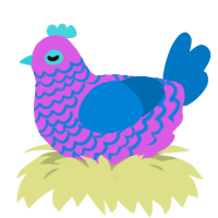 Bubblegum, a orchid and sapphire chicken with a lace pattern