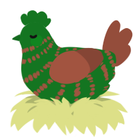 A leaf and russet chicken with a bar pattern