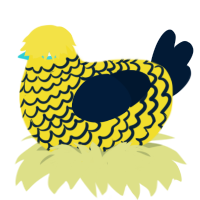 Yuzu, a yellow and tumblr chicken with a lace pattern