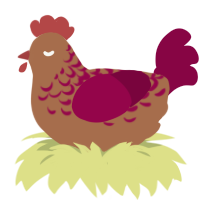 A brown and maroon chicken with a half-lace pattern