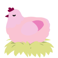 A rose and pink chicken with a head pattern