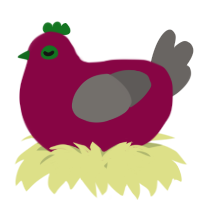 A maroon and grey chicken