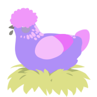 A lilac and lavender chicken with a neck-speckle pattern
