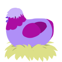 A lilac and plum chicken with a head pattern