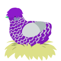 Purple Koolaid, a violet and silver chicken with a lace pattern