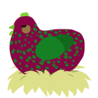 Aglaonema, a maroon and leaf chicken with a speckle pattern