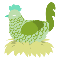 A gluppy and chartreuse chicken with a lace pattern