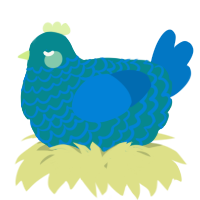 A teal and sapphire chicken with a lace pattern