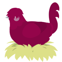 A maroon chicken with a head pattern