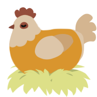 A orange and beige chicken with a head pattern