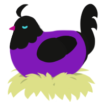A violet and black chicken with a head pattern