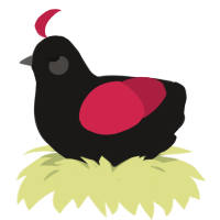 A sable and crimson chicken
