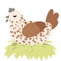 A cream and brown chicken with a speckle pattern