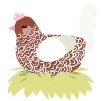 A russet and white chicken with a double-lace pattern