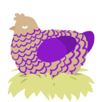 A beige and violet chicken with a lace pattern