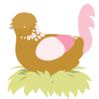 A gold and rose chicken with a neck-speckle pattern