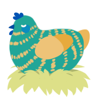 (unnamed), a turquoise and honey chicken with a bar pattern