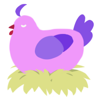 A lavender and blurple chicken