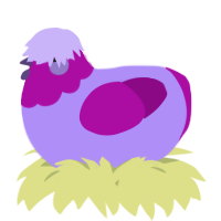 A lilac and plum chicken with a head pattern