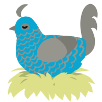 A cerulean and ash chicken with a lace pattern