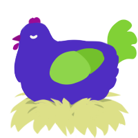 A indigo and grass chicken