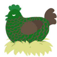 A leaf and bark chicken with a lace pattern