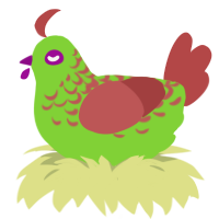 A grass and red chicken with a half-lace pattern