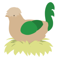 A beige and viridian chicken