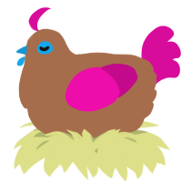 A brown and fuchsia chicken