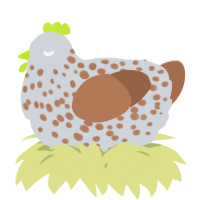 A mist and brown chicken with a speckle pattern