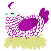 A white and plum chicken with a lace pattern