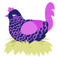 A navy and orchid chicken with a lace pattern