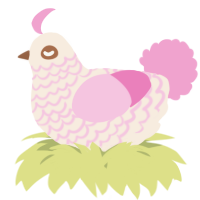 A cream and pink chicken with a lace pattern