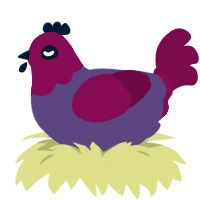 A overcast and wine chicken with a head pattern