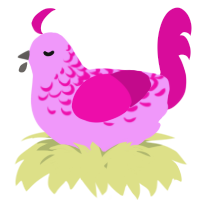 A lavender and fuchsia chicken with a half-lace pattern