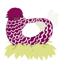 A wine and white chicken with a lace pattern