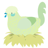A apple and gluppy chicken with a lace pattern