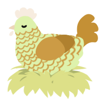 A apple and gold chicken with a lace pattern