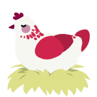 blood upon the snow, a white and crimson chicken with a neck-speckle pattern