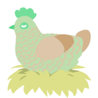 Little Rover, a gluppy and beige chicken with a lace pattern