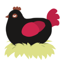 A sable and crimson chicken