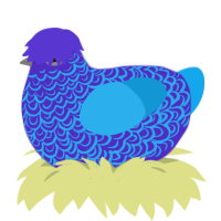 sour blue raspberry, a indigo and sky chicken with a double-lace pattern