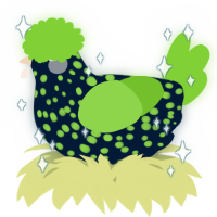 A tumblr and grass chicken with a speckle pattern