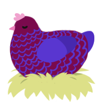 Peeko, a wine and indigo chicken with a lace pattern