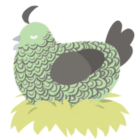Peppermint, a gluppy and grey chicken with a double-lace pattern
