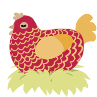 A crimson and honey chicken with a lace pattern